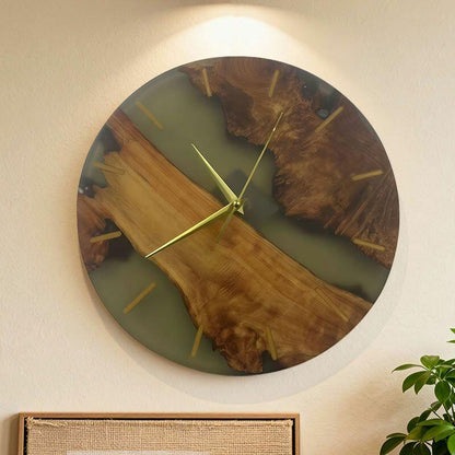 Clear Resin & Wood Fusion Wall Clock