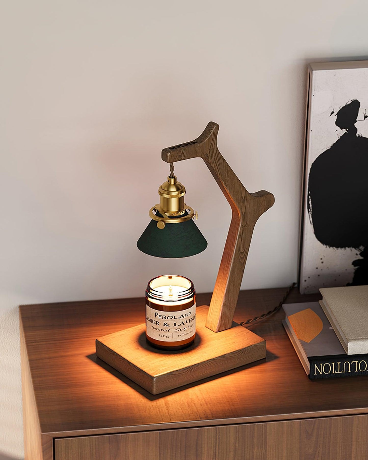 Wooden Joint Arm Candle Warmer Lamp