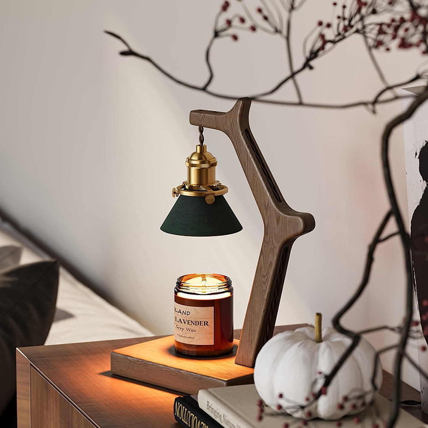 Wooden Joint Arm Candle Warmer Lamp