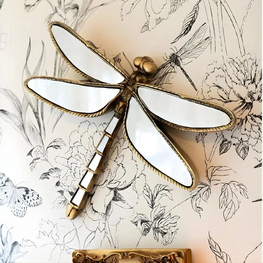 Antique Gold Dragonfly Wall Mirror